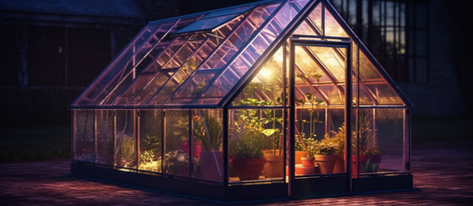 Tuinkas waarin planten worden belicht