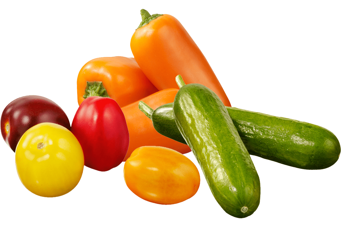 Diverse groenten zoals paprika en komkommer