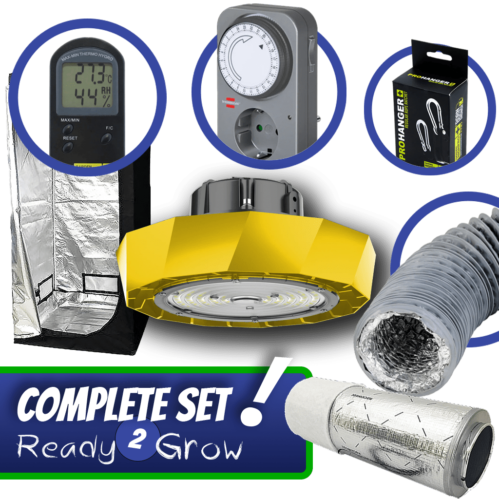 Kweektent compleet met losse inrichting zoals lamp, afzuiging, timer