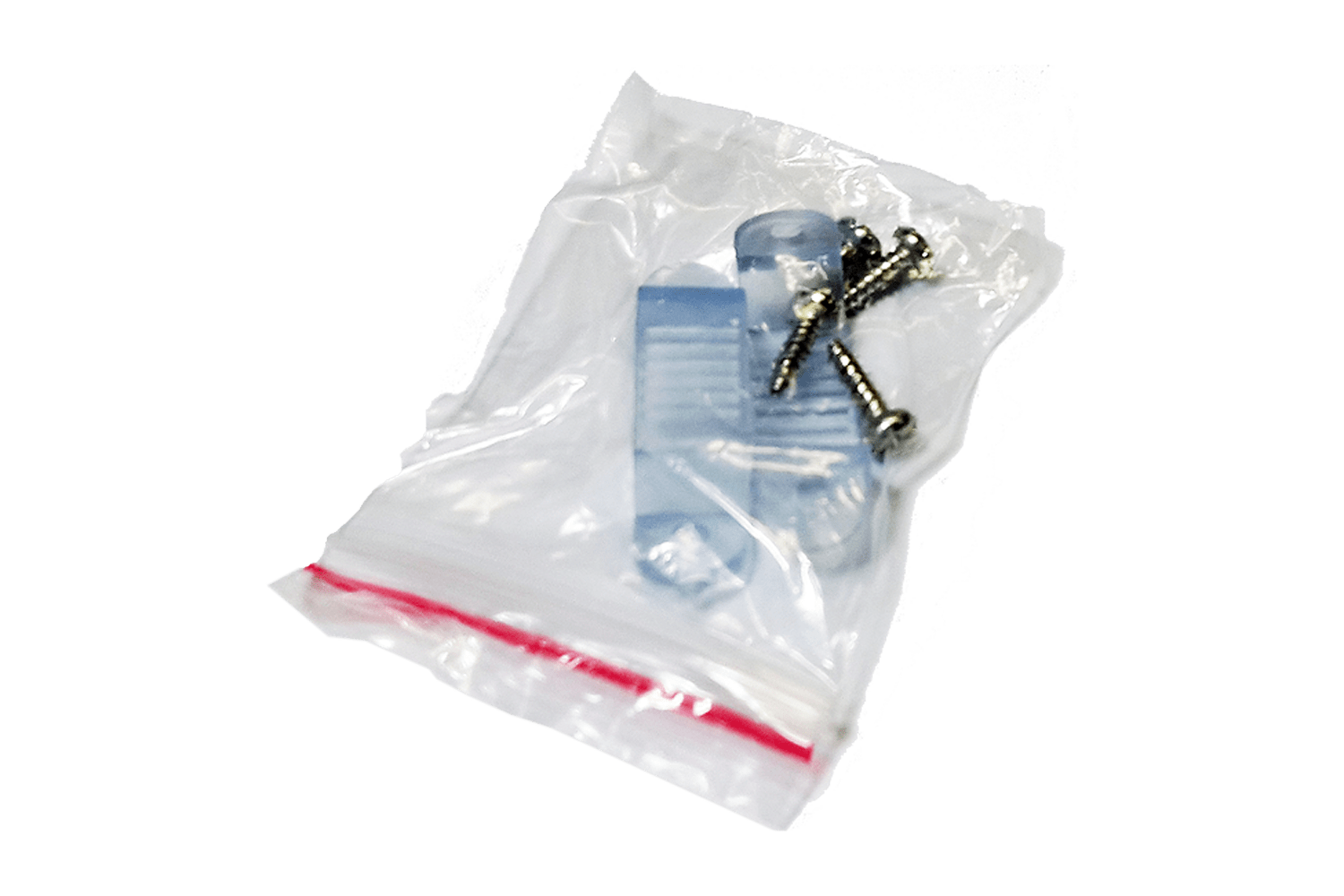 2 beugeltjes en 4 schroeven bevestigingsmateriaal in plastic zakje