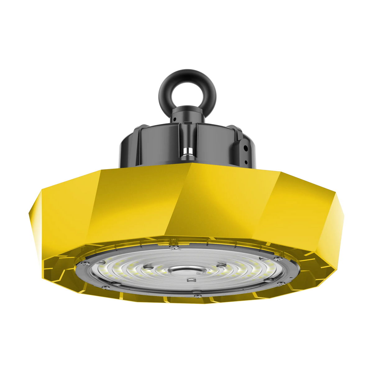 Gele Spectrabox UFO LED kweeklamp.