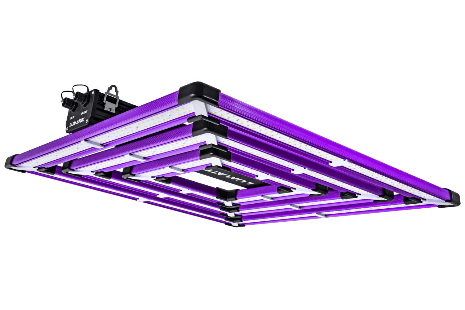 300W Lumatek ATS Pro LED kweeklamp. Kleur frame paars, LED driver zwart