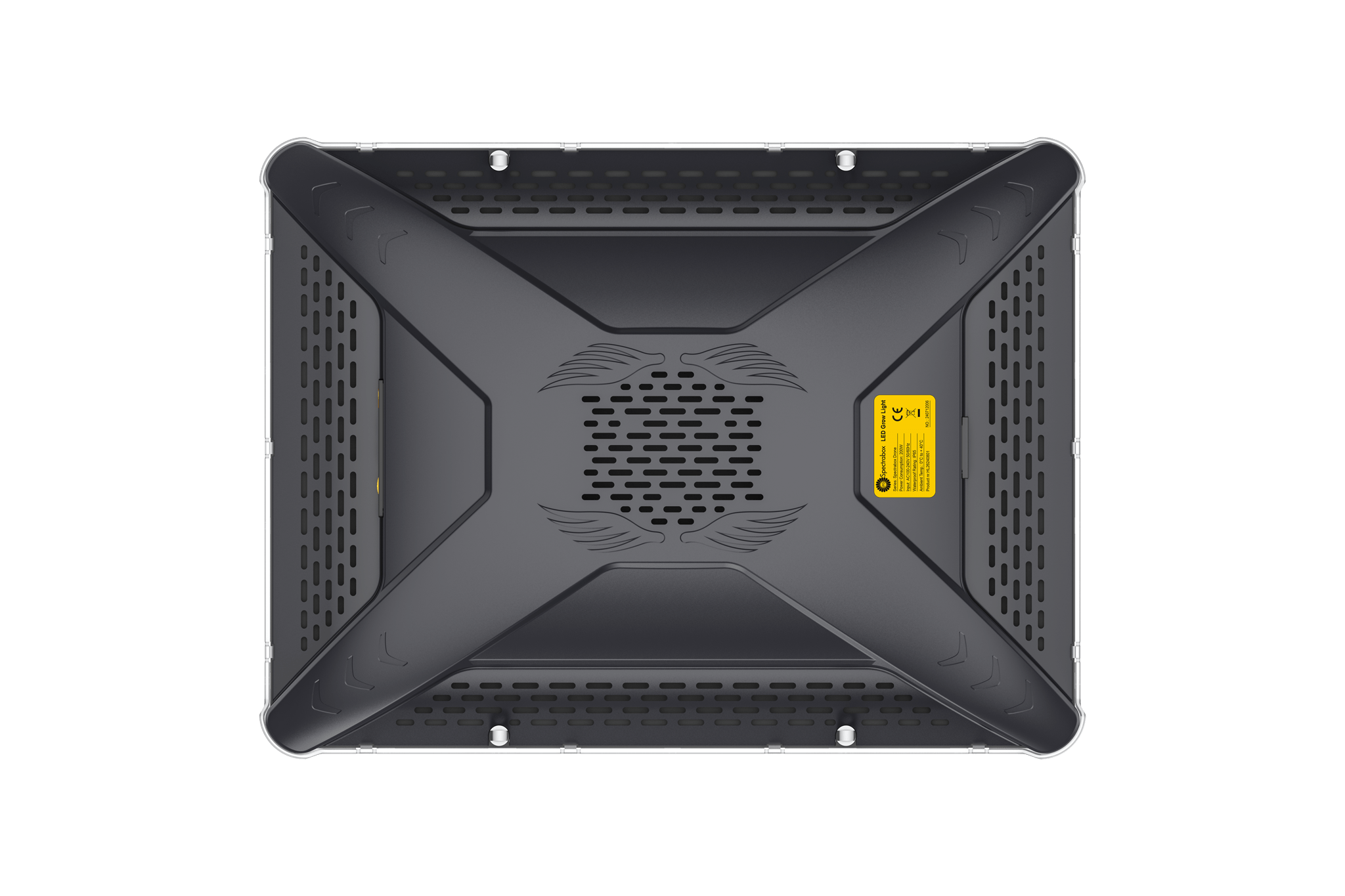 Bovenaanzicht met ventilatieopeningen van 200W Spectrabox Drone