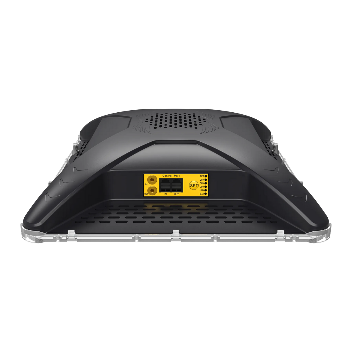 Voorzijde met Control Panel bedieningspaneel van Spectrabox Drone LED kweeklamp.